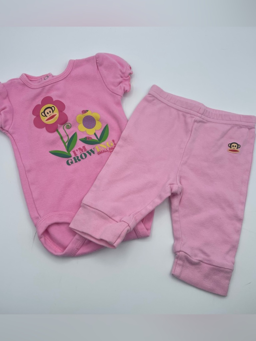 Small Paul baby outfit by Paul Frank Cotton pink flowers size 0-3 & 3-6 months